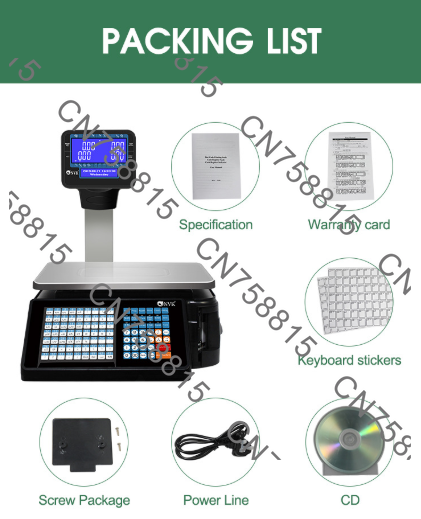 Commercial Printing Options - Timbangan elektronik komersial supermarket dengan pencetak
