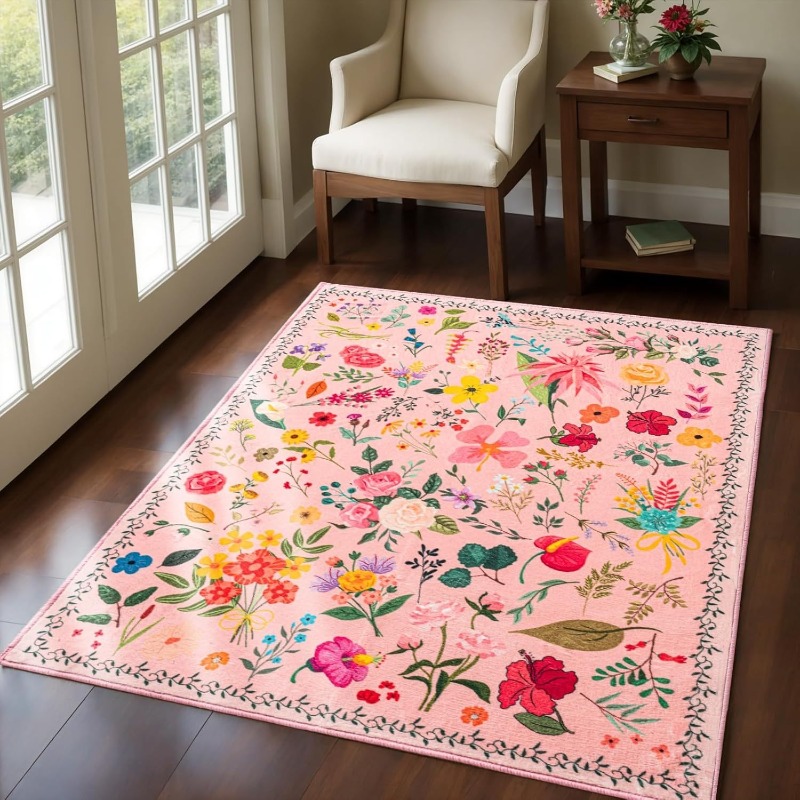 Commercial Printing Options - Karpet Flanel Motif Bunga Botani yang